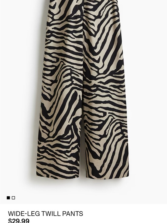 H&M Pants - H&M Wide-Leg Twill Pants in Black and Cream Zebra Print